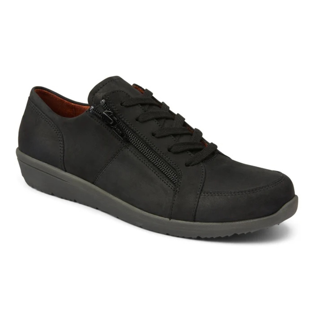 NEW Vionic Abigail Leather Arch Support Casual Sneaker Black Women Shoes Size 6